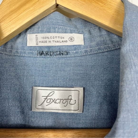 Foxcroft Blue Button Down Fall Long Sleeve Shirt | Size: 8 - Picture 7 of 8